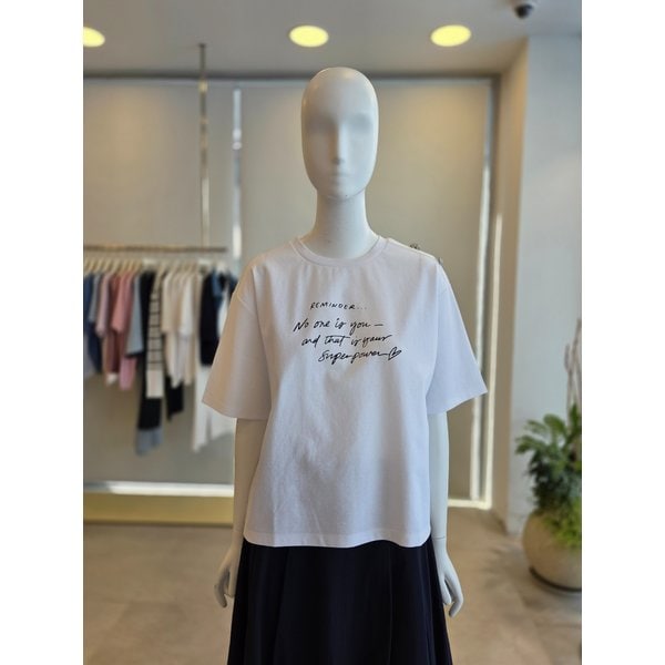 [여주점] [더 아이잗] 여성 루즈핏 코튼 숄더 버튼 티셔츠(IS4M0TS721)