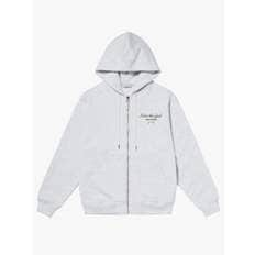 STITCHED BIG LOGO ZIP-UP HOODIE-MELANGE GREY