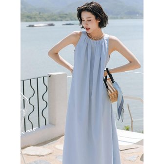 랭썬 LS_Classy blue halterneck sleeveless dress