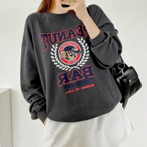 피넛레터링나염 라운드박스 맨투맨 긴팔티셔츠 가을데일리 루즈핏 빅사이즈 면.._P438701714