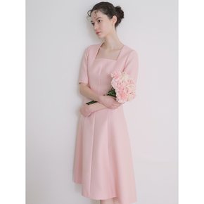 Mikado silk square-neck midi dress Pink