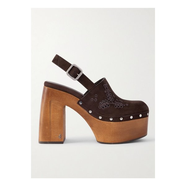알리다 자수 스터드 스웨이드 플랫폼 클로그 135mm 초콜릿 46376663162853196