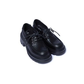 FLOWER RIVET LACE-UP LOAFERS_BLACK