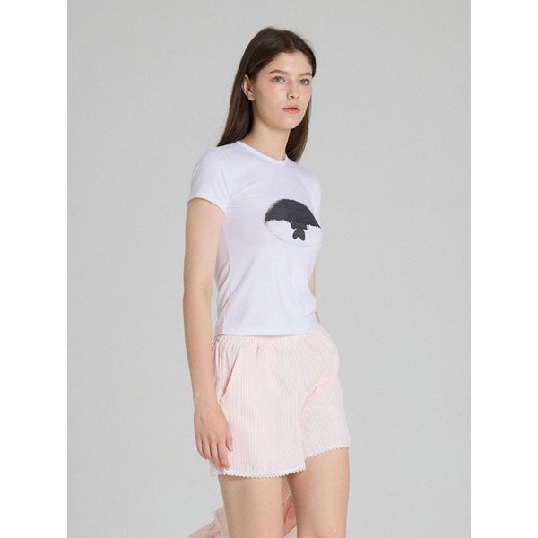 Lace hem seersucker shorts_pink