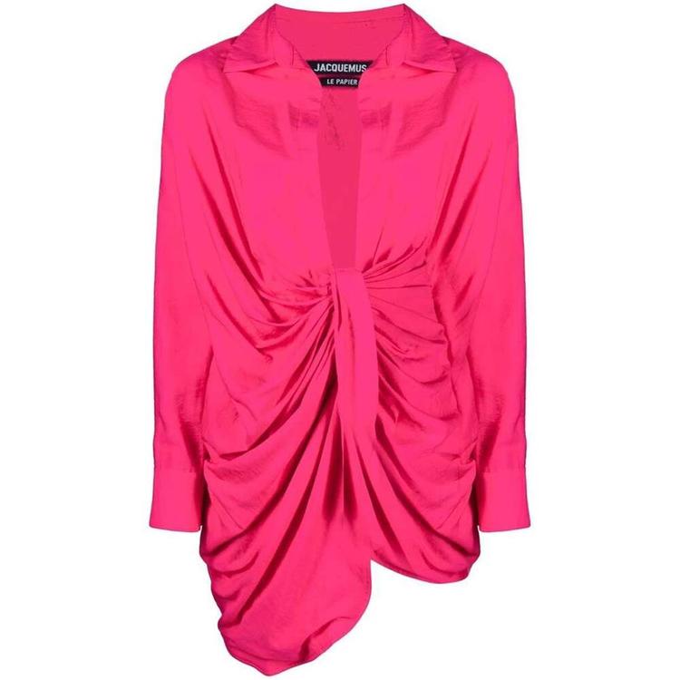 パーティードレス JACQUEMUS 213DR009 1020 431 Dresses Pink Jacquemus Limao Cutout Woven Halterneck Mini Dress In Pink