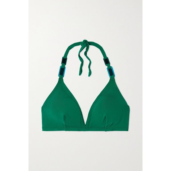 에레스 Plexi Cubic Embellished Triangle Halterneck Bikini Top 그린 42247633207895982