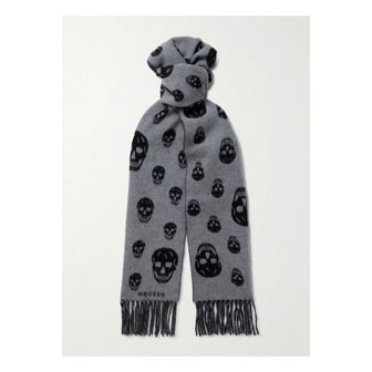 알렉산더맥퀸 프린지 인타르시아 니트 울 캐시미어 혼방 스카프 46376663162956458