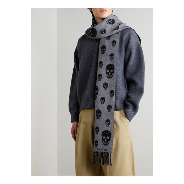 프린지 인타르시아 니트 울 캐시미어 혼방 스카프 46376663162956458