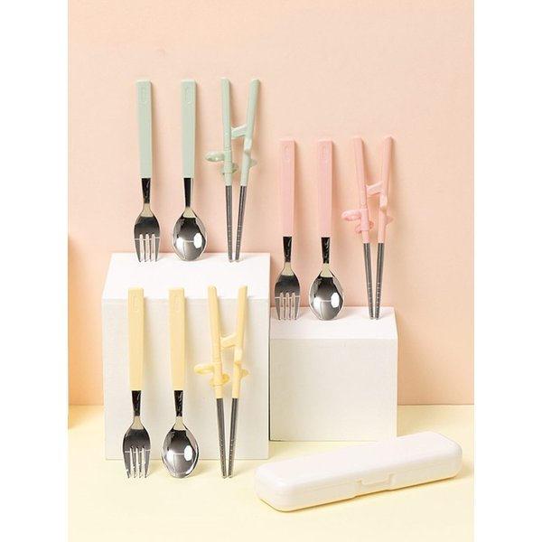 2단계 스텐 젓가락 스푼 포크 케이스 세트