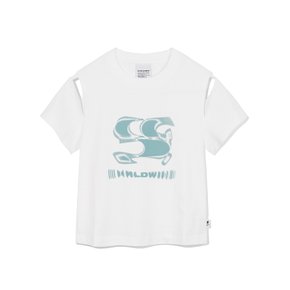 CBDUWTS003WH 우먼 WAVE 로고 심볼 컷아웃 반팔 티셔츠 화이트 3968293
