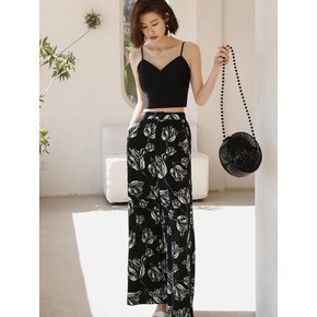 LS_Black rose wide pant