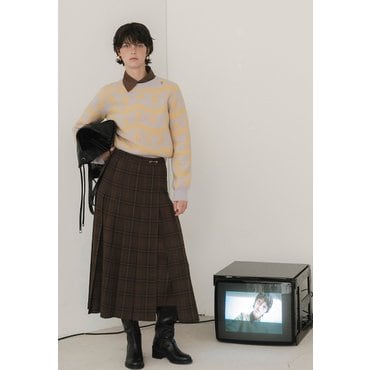 ZOOC 쥬크 플리츠 체크 롱 스커트 Z244MSD024