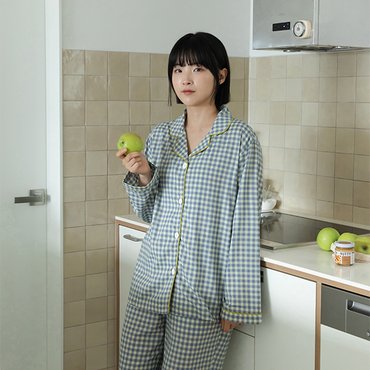 데일리라이크 HWD 모달 커플 파자마 긴팔세트 - 02 Lavender check (우먼)