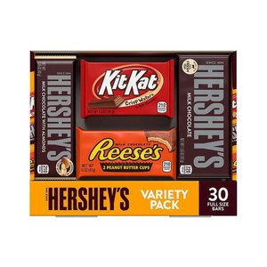  [해외직구]허쉬 킷캣 밀크초콜릿 버라이어티 팩 30입 1.2kg HERSHEYS KIT KAT Milk Chocolate Variety Pack 45oz