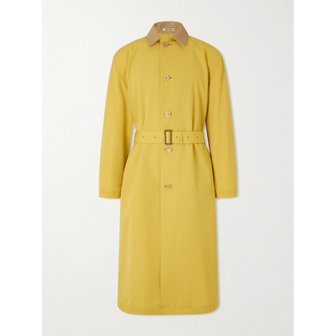 오라리 가죽 트리밍 울 캔버스 트렌치 코트 46376663162971210