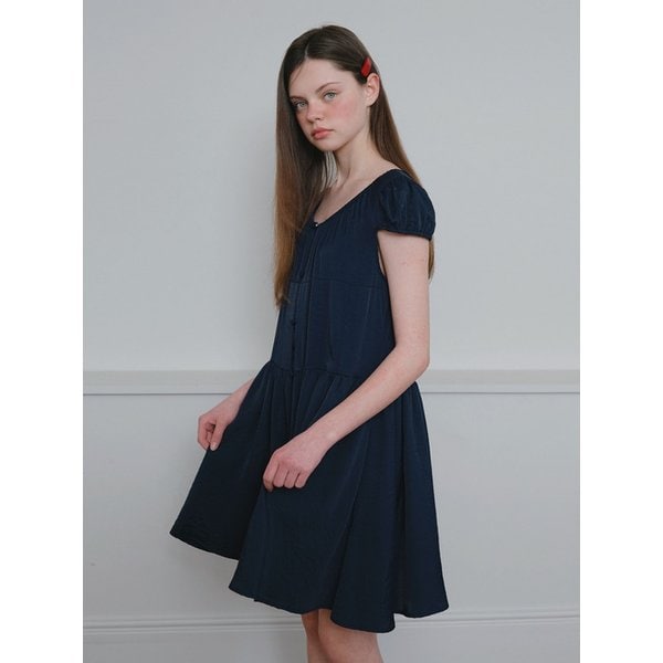 텐셀 글로우 퍼프 원피스_Ink Navy