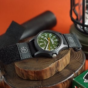 익스페디션 40mm 아카디아 카키 벨크로(찍찍이) 필드워치 아웃도어 손목시계