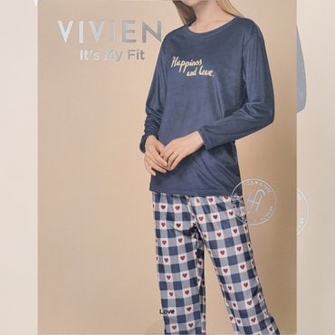 비비안 [비비안 스타킹] 홈웨어 피치기모 상의 러브 LP3047