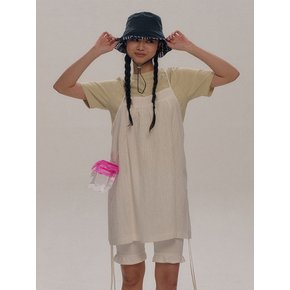 Layered String Shirring Sleeveless Mini One Piece [Ivory]