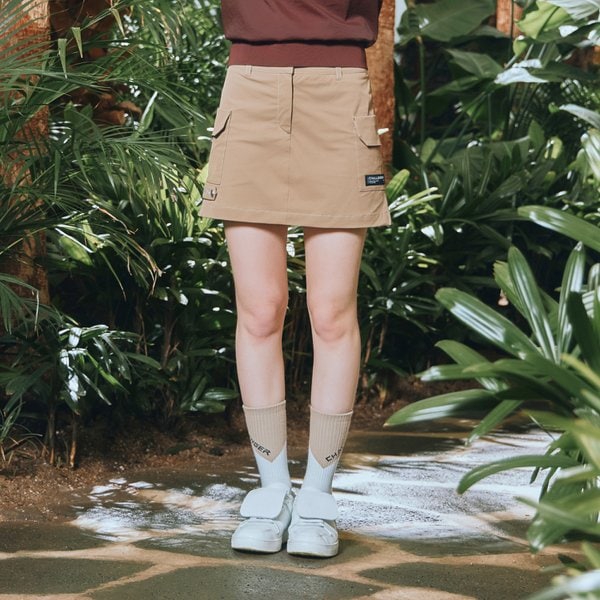 [부산점] 양포켓 로고플레이 여성 A라인 큐롯 라이트베이지_CHD2WSK0686LB