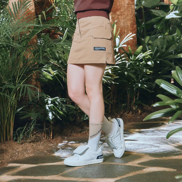 [부산점] 양포켓 로고플레이 여성 A라인 큐롯 라이트베이지_CHD2WSK0686LB