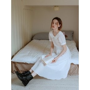 Cest_White doll collar chiffon dress