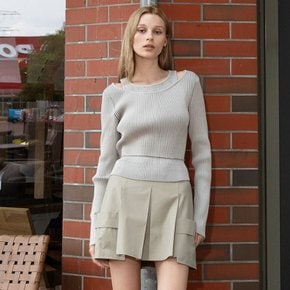 Layered Knit Top in L/Grey VK4AP163-11