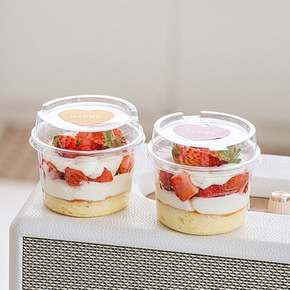 100개 투명 높은 사각 티라미수 보틀 케이크 용기 PET 케이스 400ml