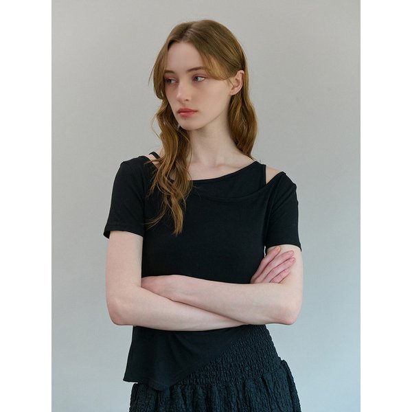 SLEEVELESS LAYERED T-SHIRT SET BLACK