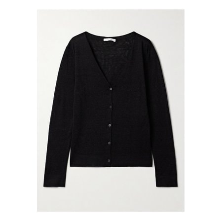 더로우 힐 리넨 혼방 가디건 블랙 1647597357670734
