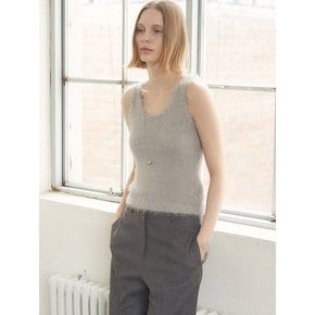 HAIRY SLEEVELESS KNIT TOP [GREY]