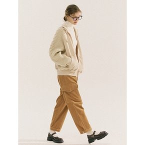 Wool Trimming Zip Up Jumper_Beige