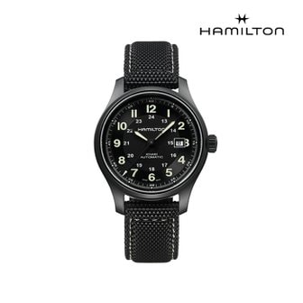 해밀턴 H70575733 카키필드 티타늄 오토 42mm 블랙 PVD 블랙 러버 스트랩 남성 시계