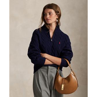 폴로 랄프 로렌 여성 케이블 울 캐시미어 하프 지퍼 스웨터(WMPOSWENC021314400)