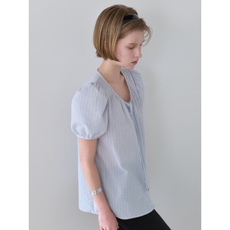 르베티 시어서커 블라우스 스트라이프 블루 BE064