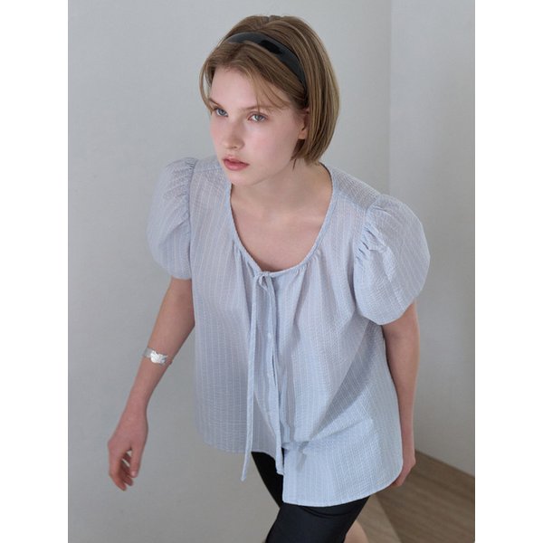 시어서커 블라우스 스트라이프 블루 BE064