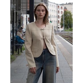 Buckle Pointed Jacket in Beige VW4AJ050-91