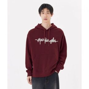 사인로고 지그재그 자수 스웨트 후디 - BURGUNDY 엔디와이 Z253UHD0