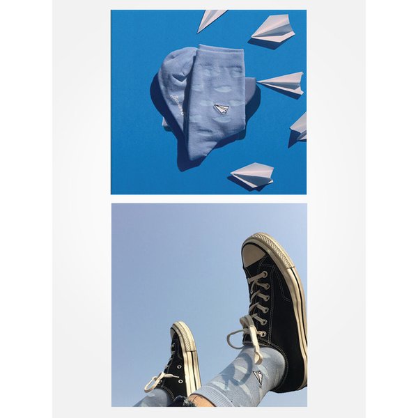 남녀 공용 자수포인트 양말 - 비행기