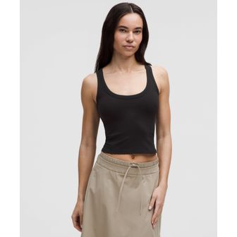 룰루레몬 스무드 앤 리브드 Nulu 스쿱넥 탱크 - BLK