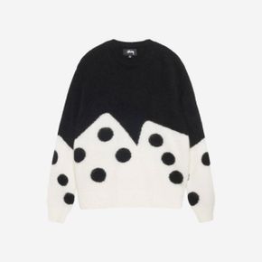 스투시 다이스 퍼지 크루넥 블랙 Stussy Dice Fuzzy Crew Black