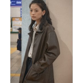 Eco leather pocket jacket(Brown)