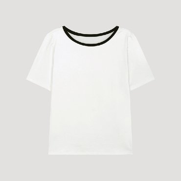 리스트 배색 라운드 티셔츠
