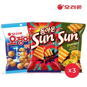 썬핫스파이시(80g) 3개+썬갈릭바게트(80g) 3개+오징어땅콩(98g) 3개