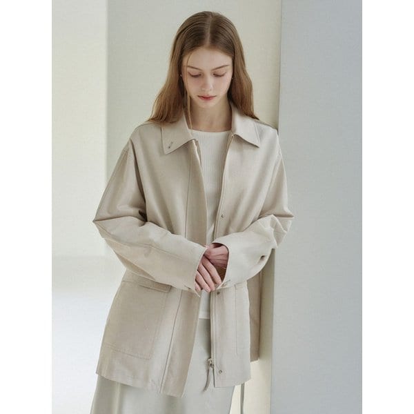 [포토리뷰][단독]Mac Half Trench coat Light Beige AT6JPA002BI