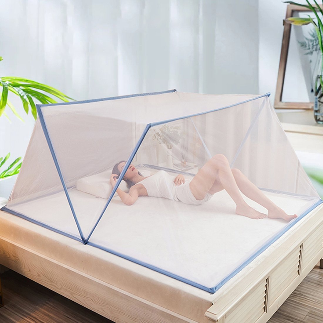원터치 침대 모기장 텐트 [1초 접이식 폴딩 바로 모기 착 덮장 패밀리 싱글 퀸 이불 침대 텐트형모기장], 믿고 사는 즐거움 ...