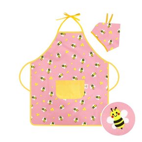 [더해피] 아동용 목끈형 앞치마 : 꿀벌-핑크 캐릭터 미술/학원/요리/키친/식당/턱받이
