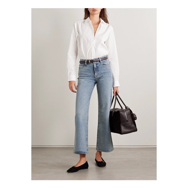 더 픽시 애로우 크롭 하이라이즈 부츠컷 진 라이트 데님 1647597350108352