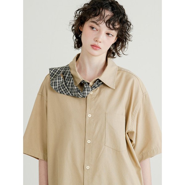 멀티 옥스포드 반팔셔츠 베이지 JNSS7722