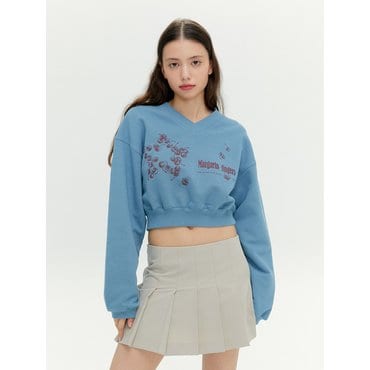 마가린핑거스 STAR CHERRY CROP SWEAT-SHIRT (SMOKE BLUE)